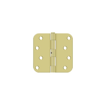 Deltana 4 x 4 x 5/8 Radius Hinge; Non Removable Pin Bright Brass Finish S44R5N3